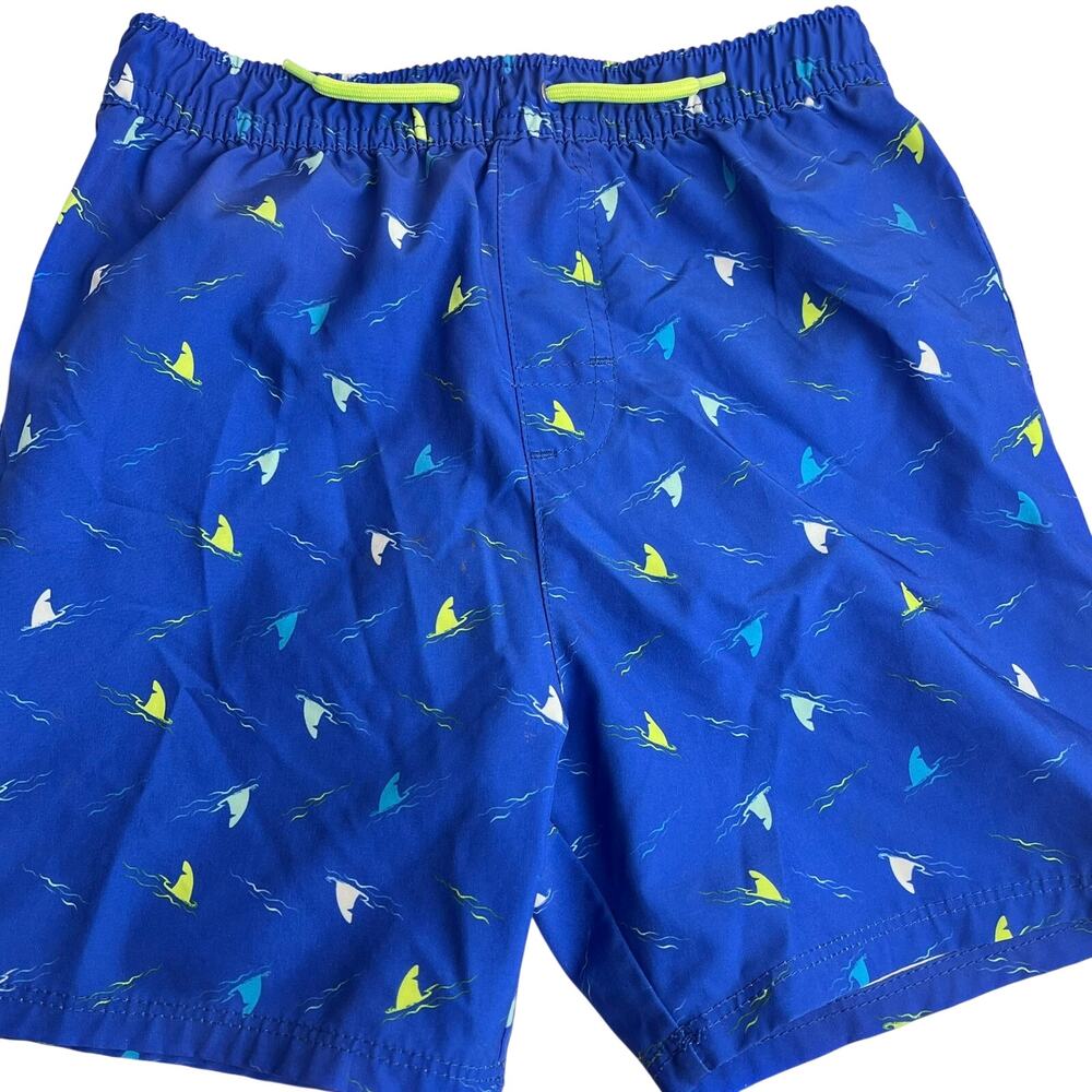 Wonder Nation Boys 5T Blue Shark Print Swim Trunks